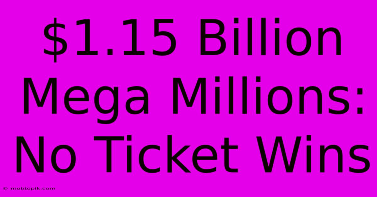 $1.15 Billion Mega Millions:  No Ticket Wins