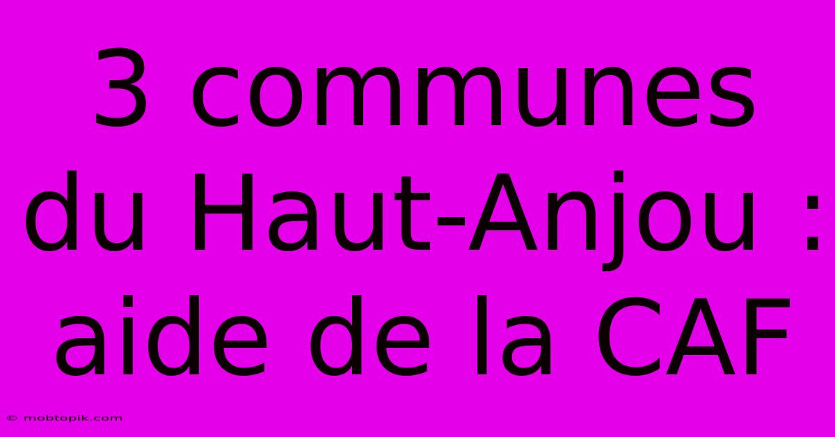 3 Communes Du Haut-Anjou :  Aide De La CAF