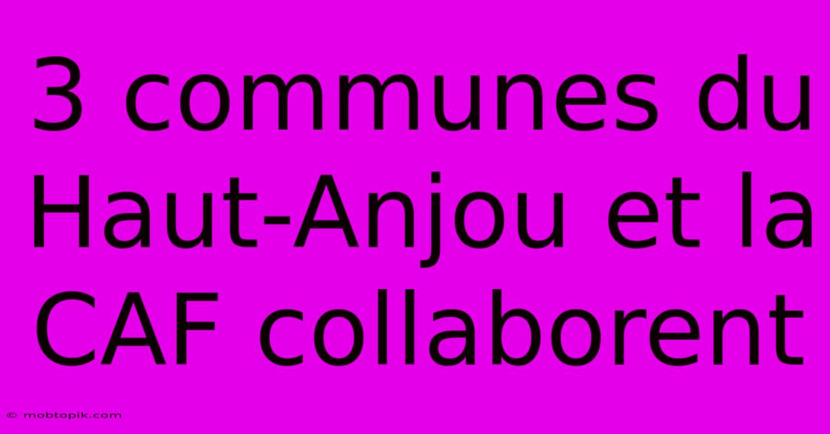 3 Communes Du Haut-Anjou Et La CAF Collaborent