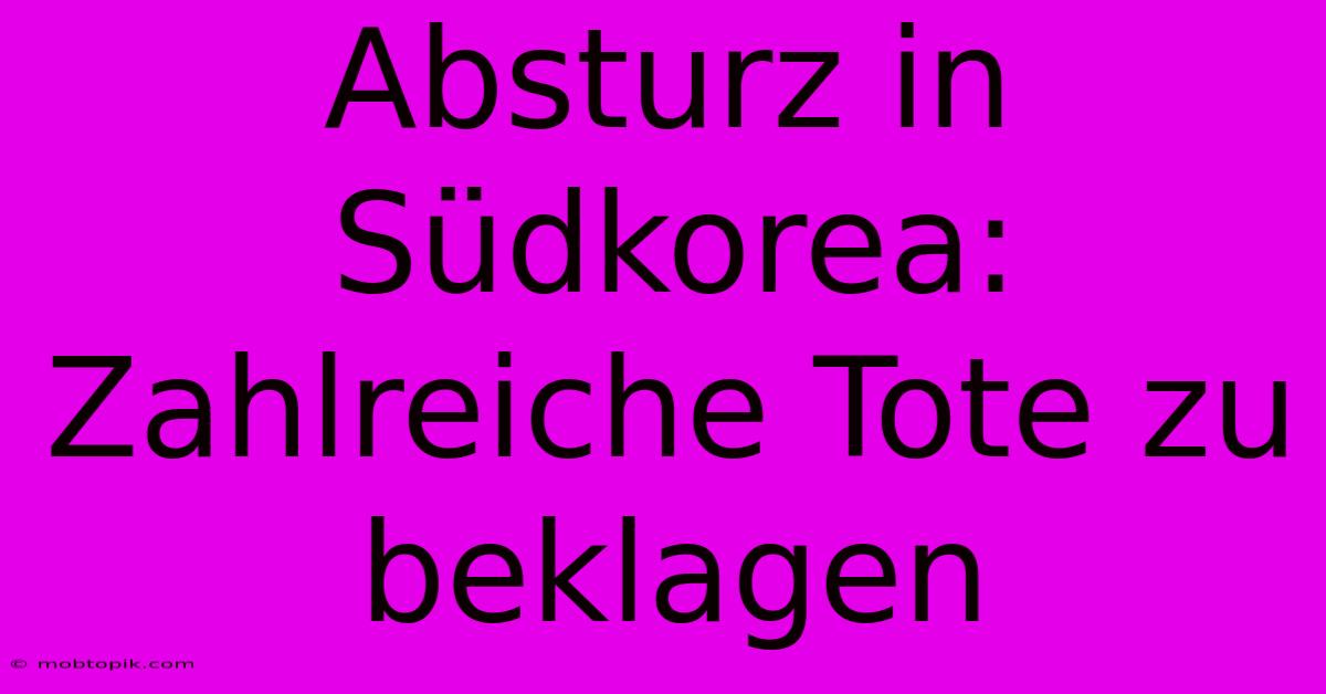 Absturz In Südkorea:  Zahlreiche Tote Zu Beklagen