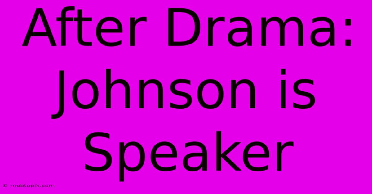 After Drama: Johnson Is Speaker