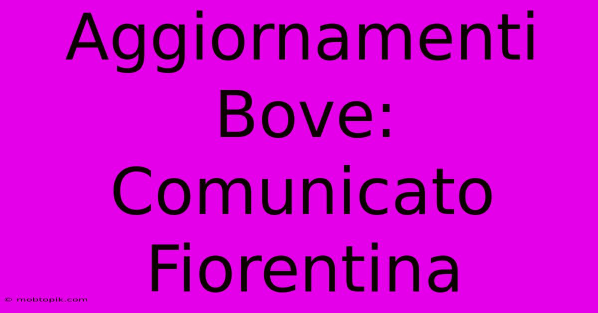 Aggiornamenti Bove: Comunicato Fiorentina Aggiornamenti Bove: Comunicato Fiorentina