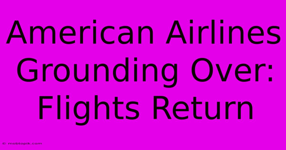 American Airlines Grounding Over: Flights Return