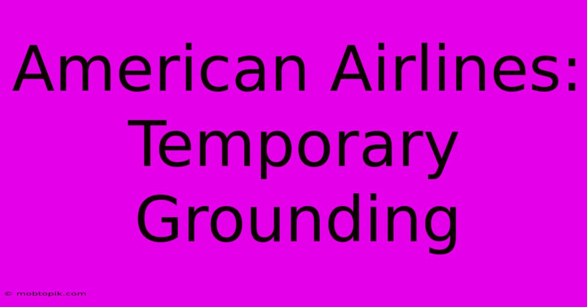 American Airlines: Temporary Grounding