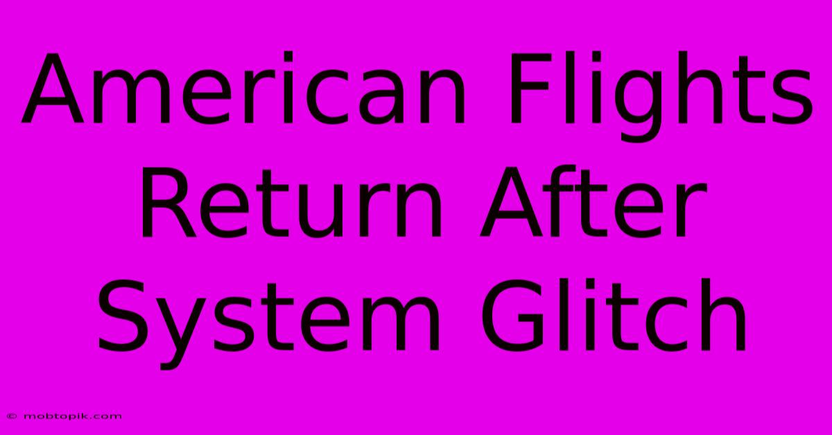 American Flights Return After System Glitch