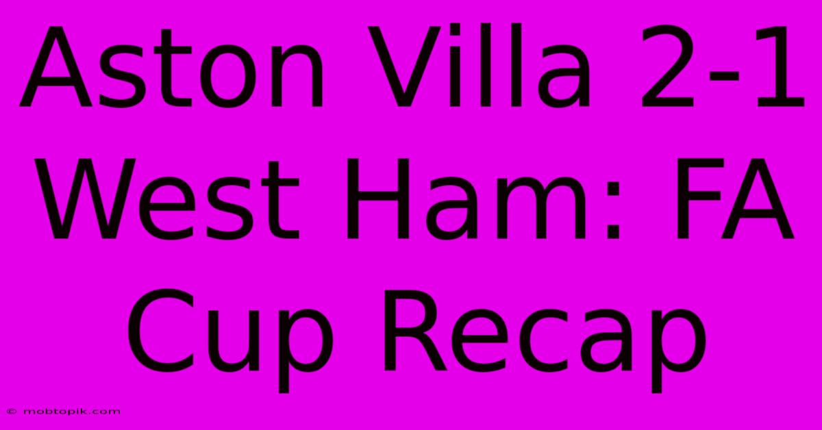 Aston Villa 2-1 West Ham: FA Cup Recap