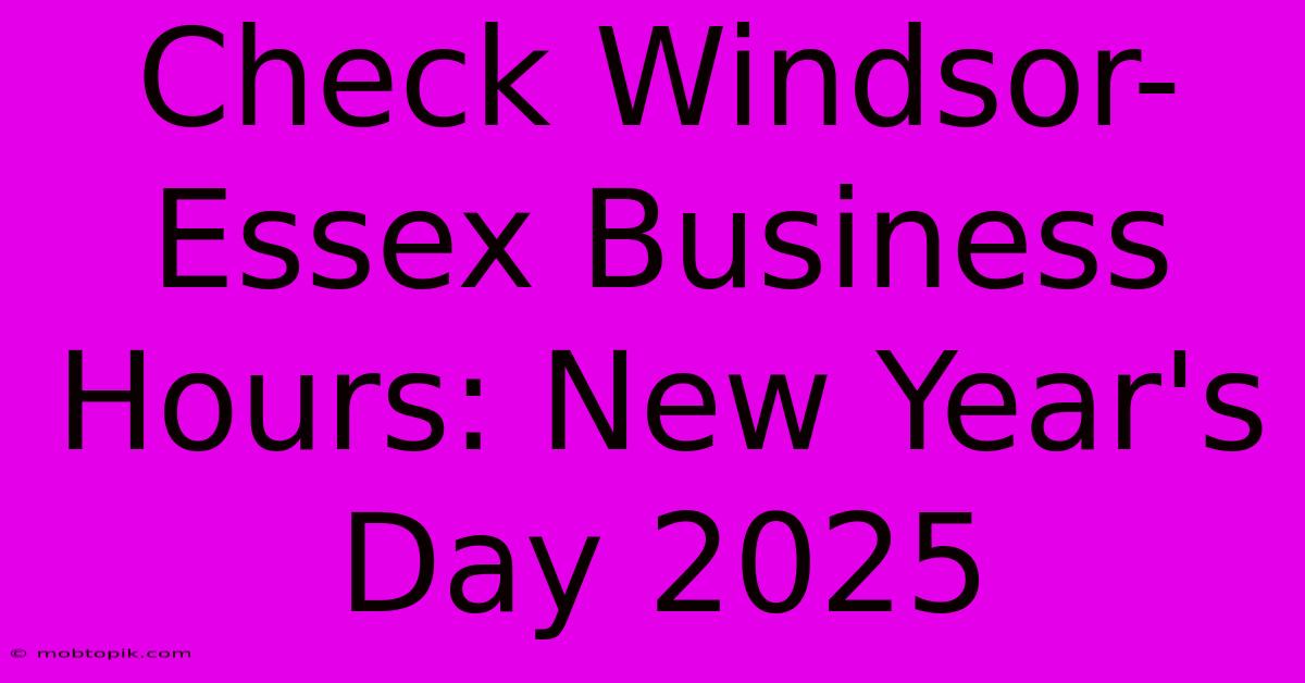 Check Windsor-Essex Business Hours: New Year's Day 2025