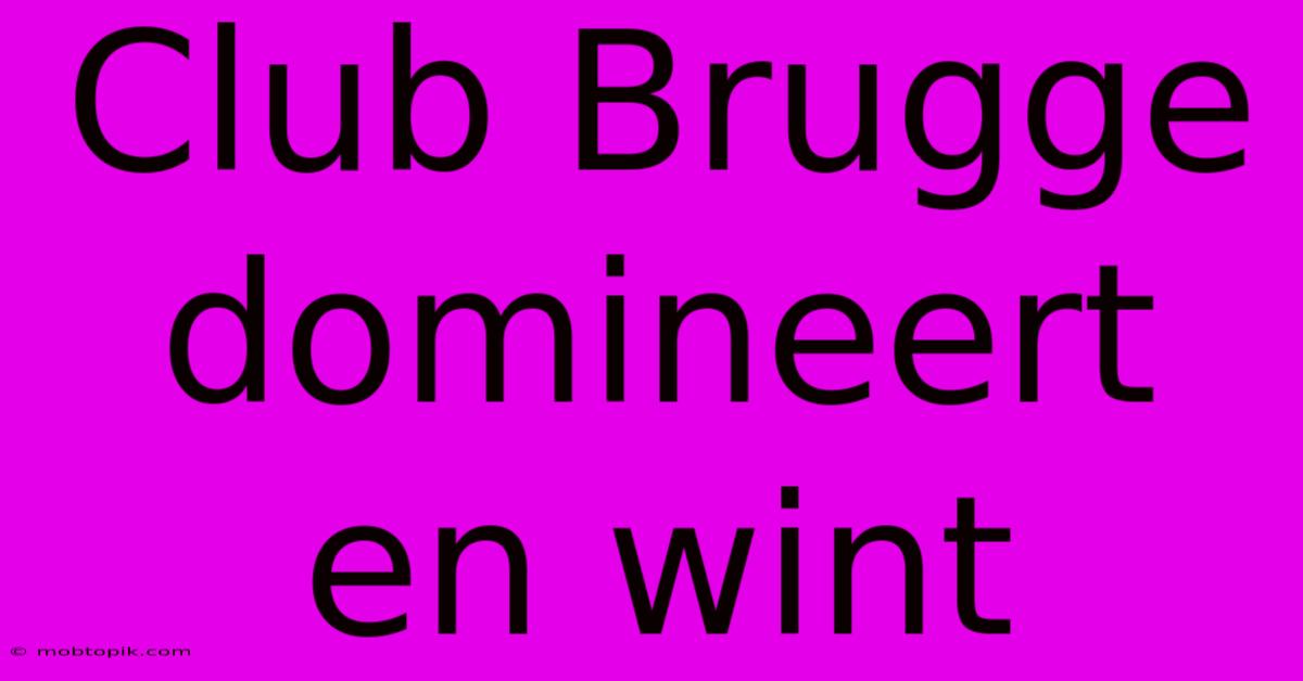 Club Brugge Domineert En Wint