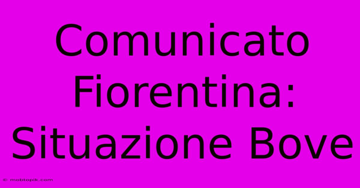 Comunicato Fiorentina: Situazione Bove Comunicato Fiorentina: Situazione Bove