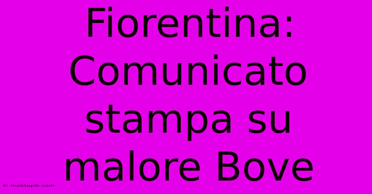 Fiorentina: Comunicato Stampa Su Malore Bove Fiorentina: Comunicato Stampa Su Malore Bove