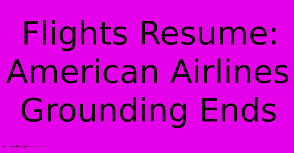 Flights Resume: American Airlines Grounding Ends