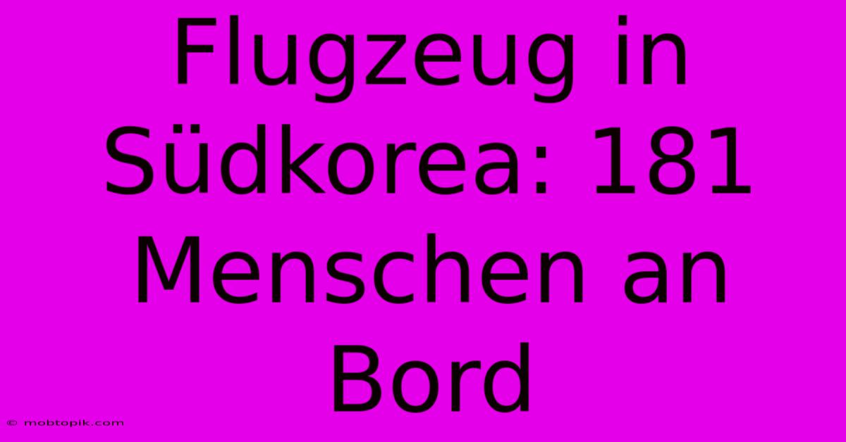 Flugzeug In Südkorea: 181 Menschen An Bord