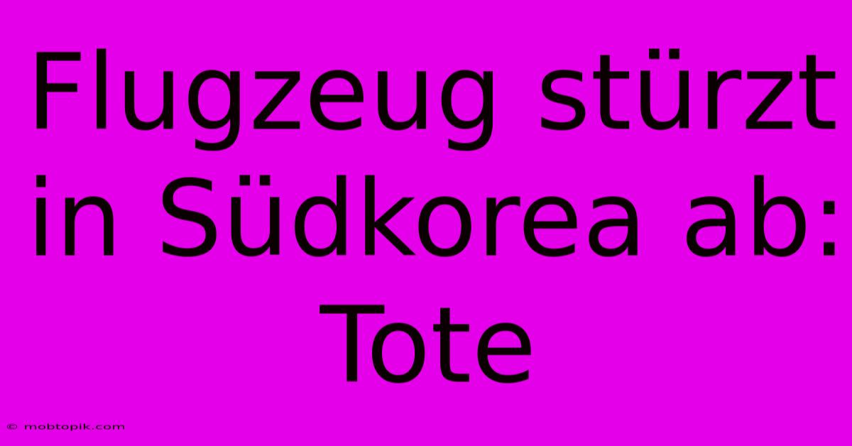 Flugzeug Stürzt In Südkorea Ab: Tote