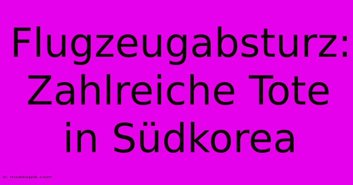 Flugzeugabsturz:  Zahlreiche Tote In Südkorea