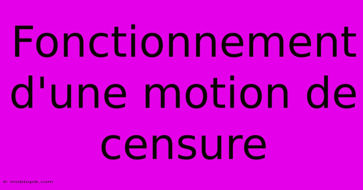 Fonctionnement D'une Motion De Censure