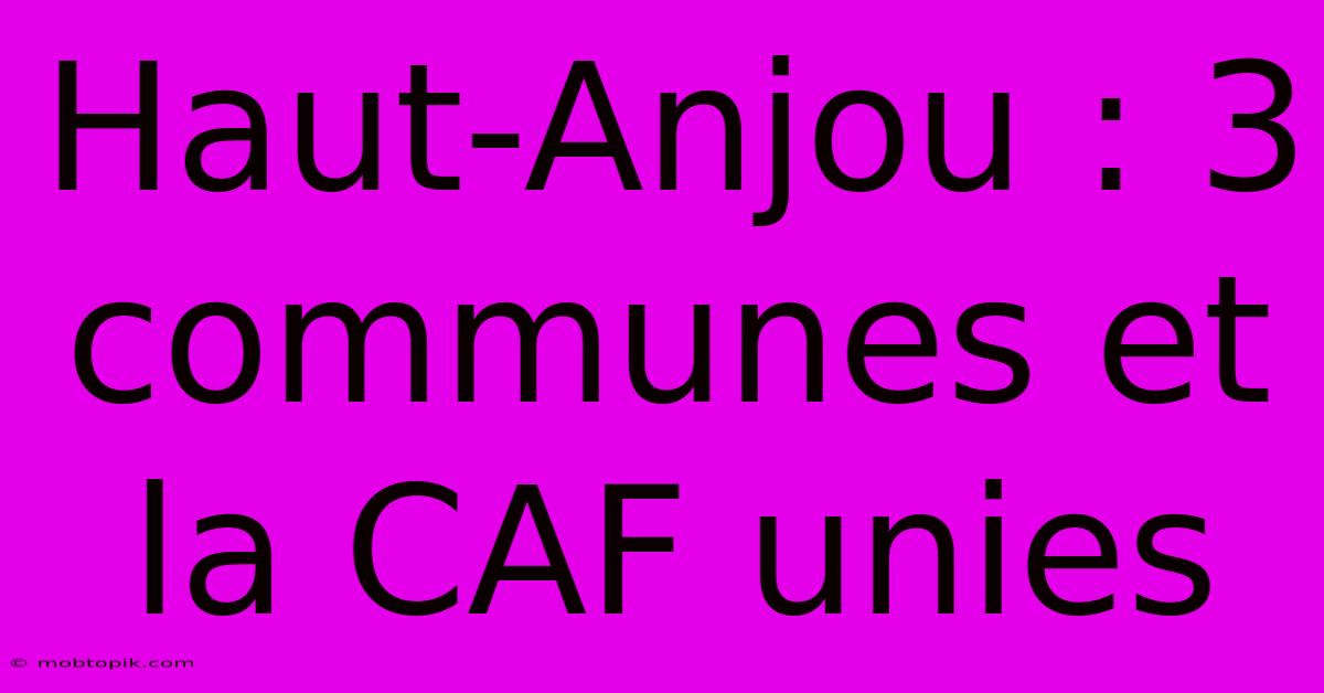 Haut-Anjou : 3 Communes Et La CAF Unies