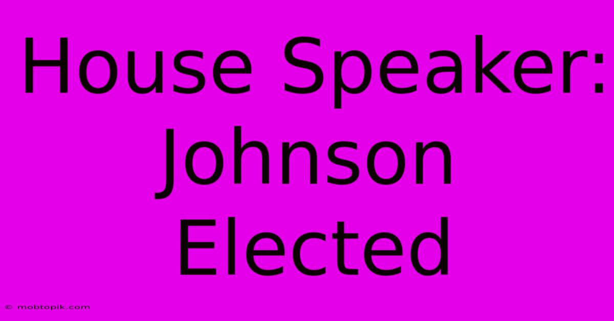 House Speaker: Johnson Elected