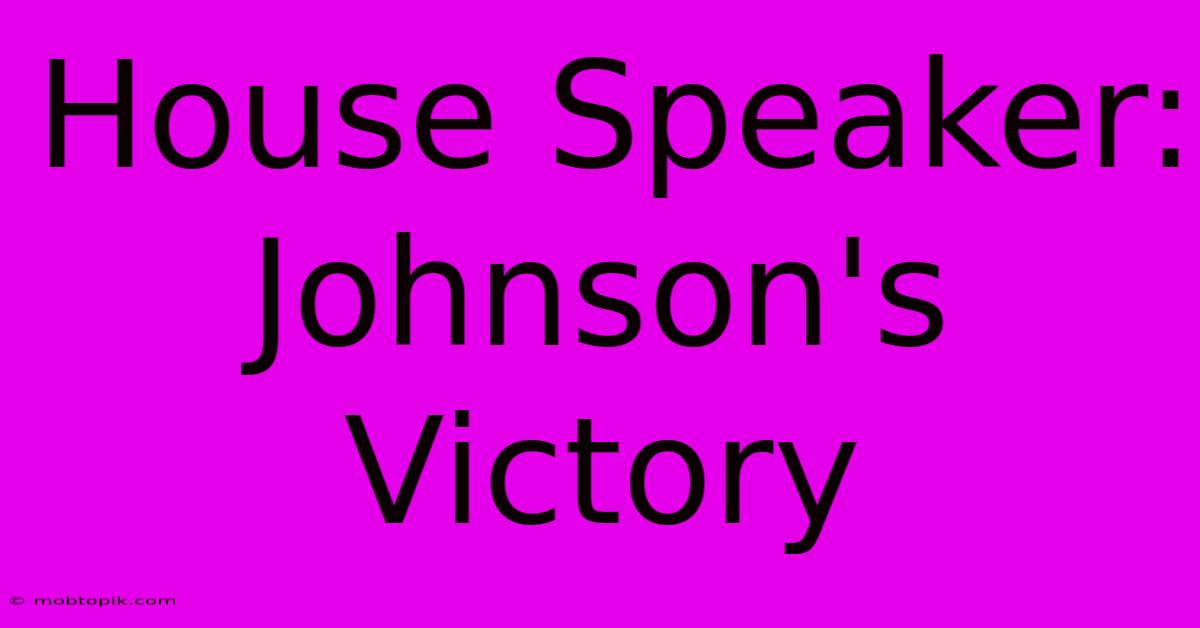 House Speaker: Johnson's Victory