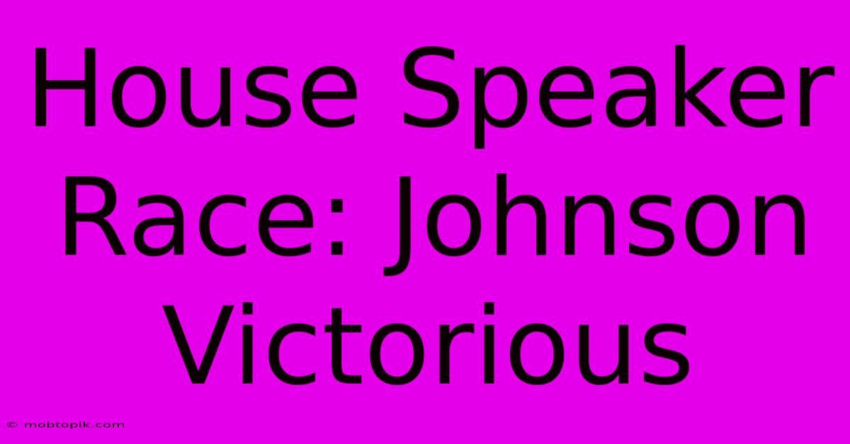 House Speaker Race: Johnson Victorious