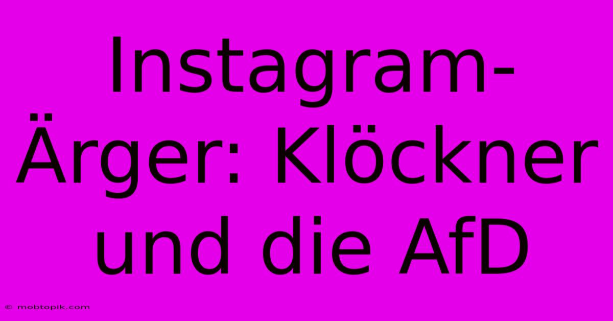 Instagram-Ärger: Klöckner Und Die AfD