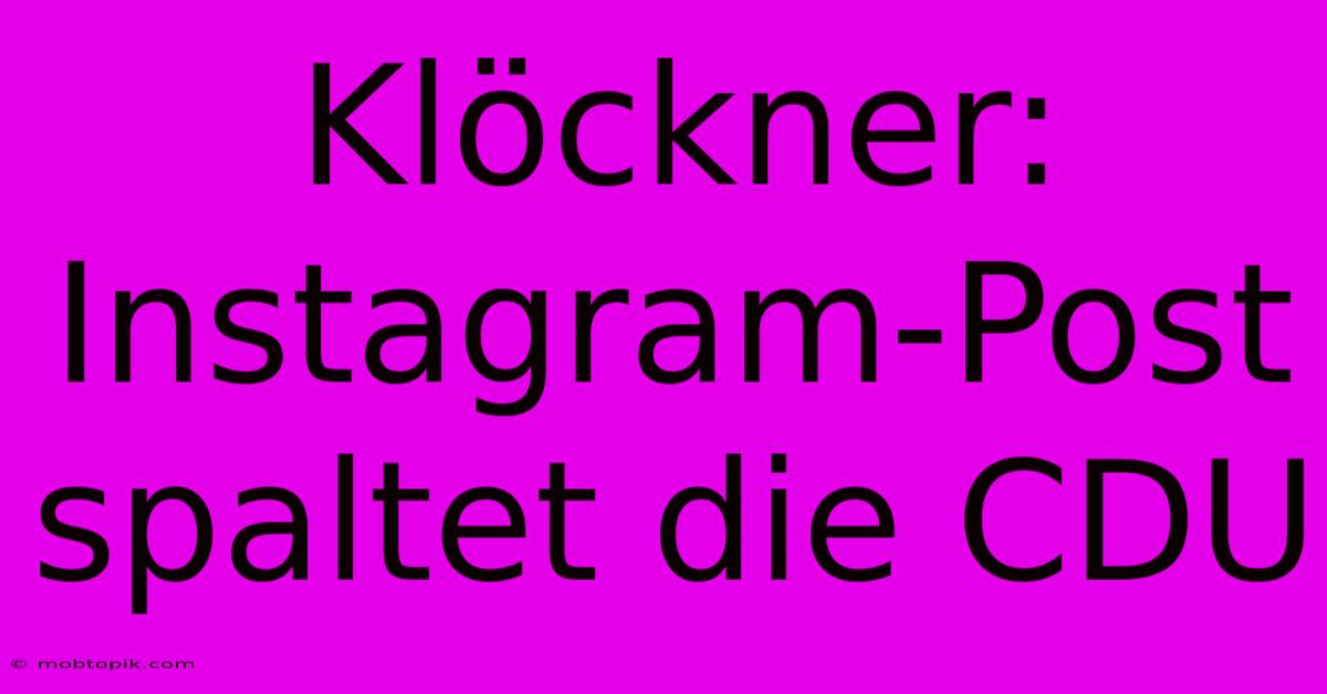 Klöckner: Instagram-Post Spaltet Die CDU