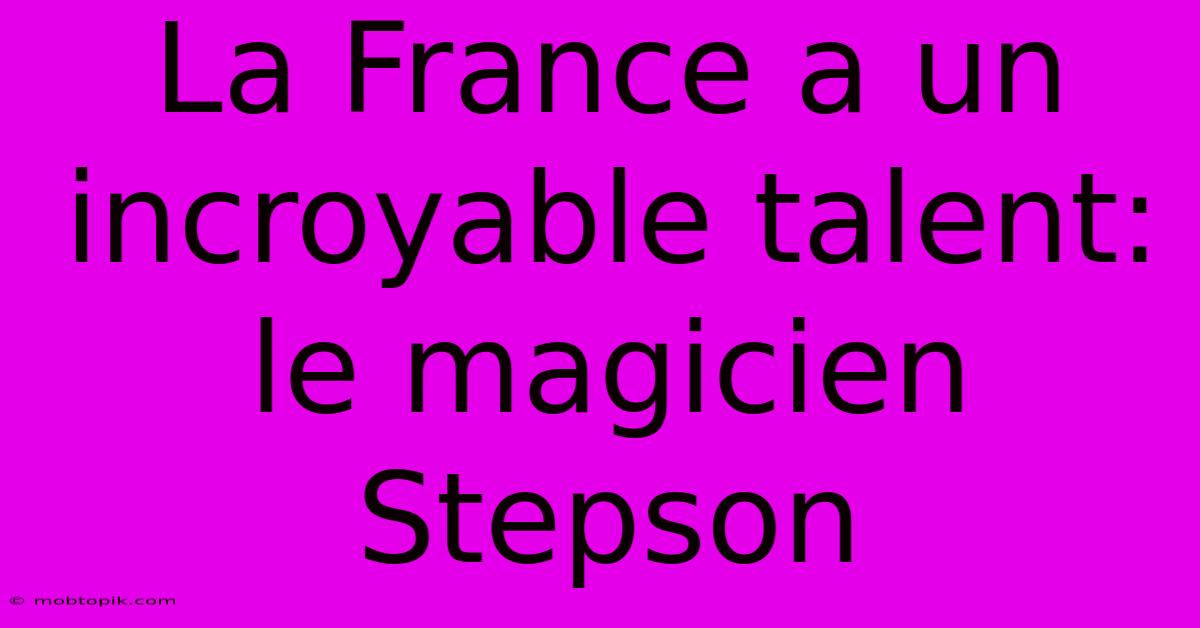 La France A Un Incroyable Talent:  Le Magicien Stepson