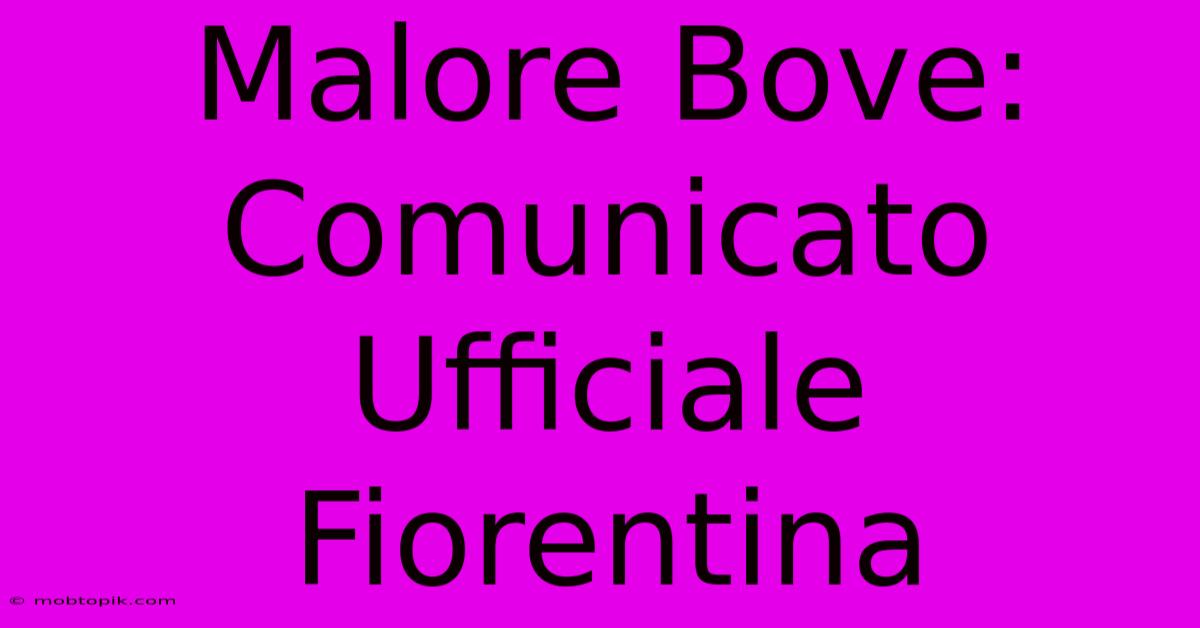 Malore Bove: Comunicato Ufficiale Fiorentina Malore Bove: Comunicato Ufficiale Fiorentina