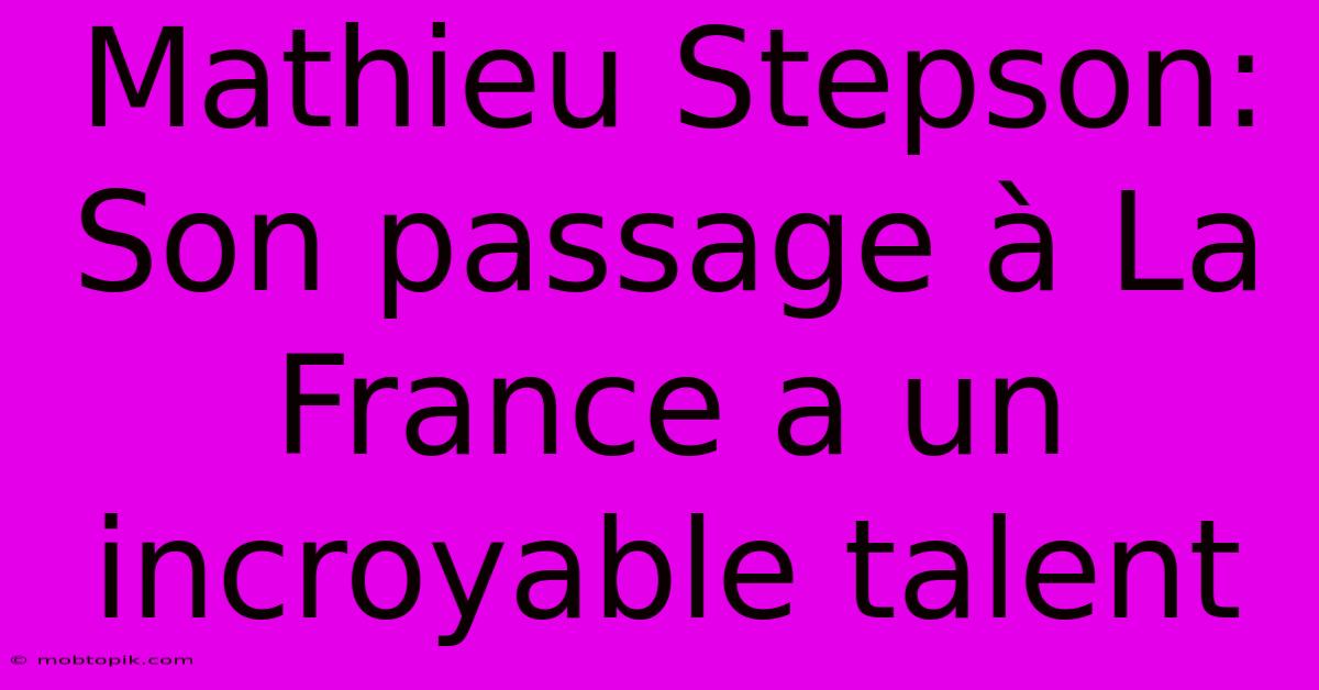 Mathieu Stepson:  Son Passage À La France A Un Incroyable Talent