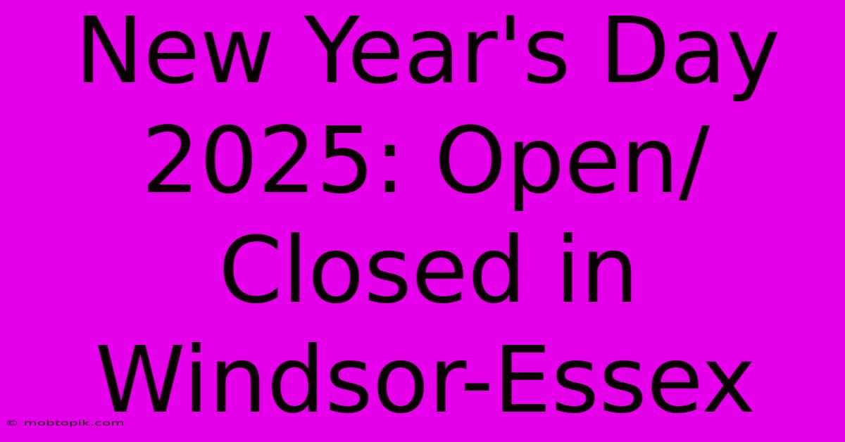 New Year's Day 2025: Open/Closed In Windsor-Essex