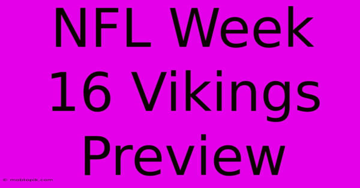 NFL Week 16 Vikings Preview