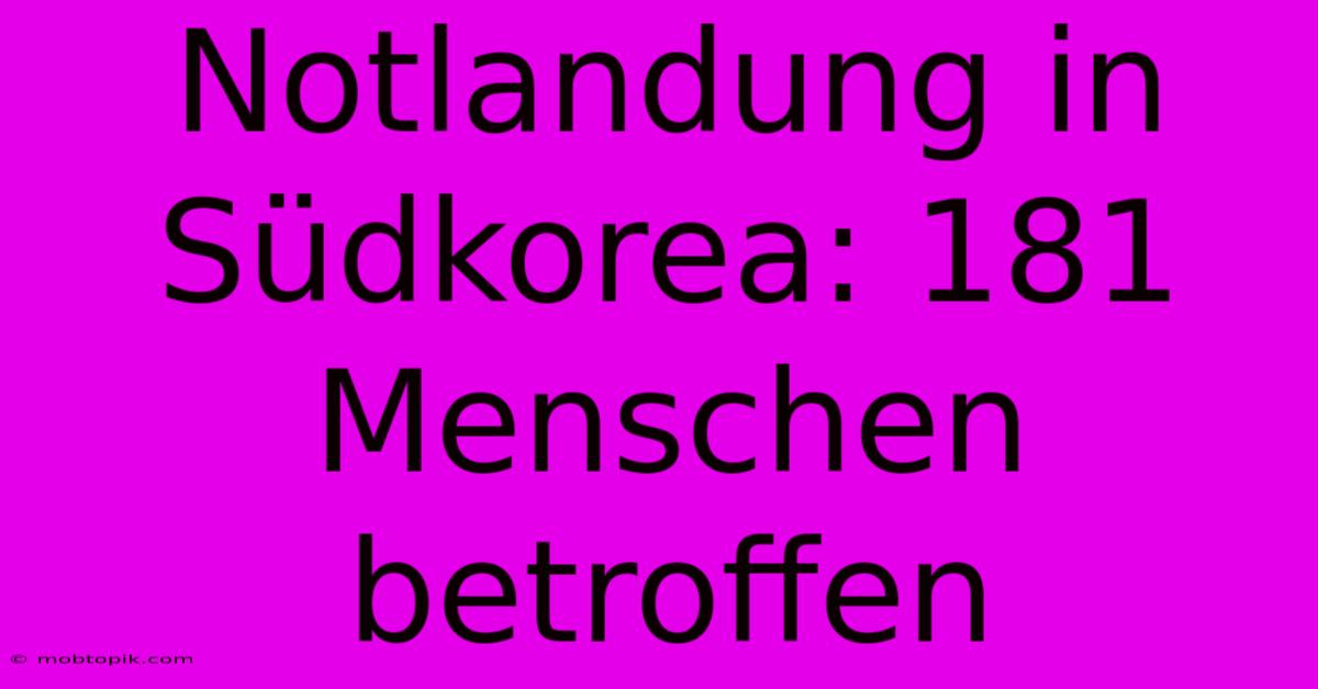 Notlandung In Südkorea: 181 Menschen Betroffen