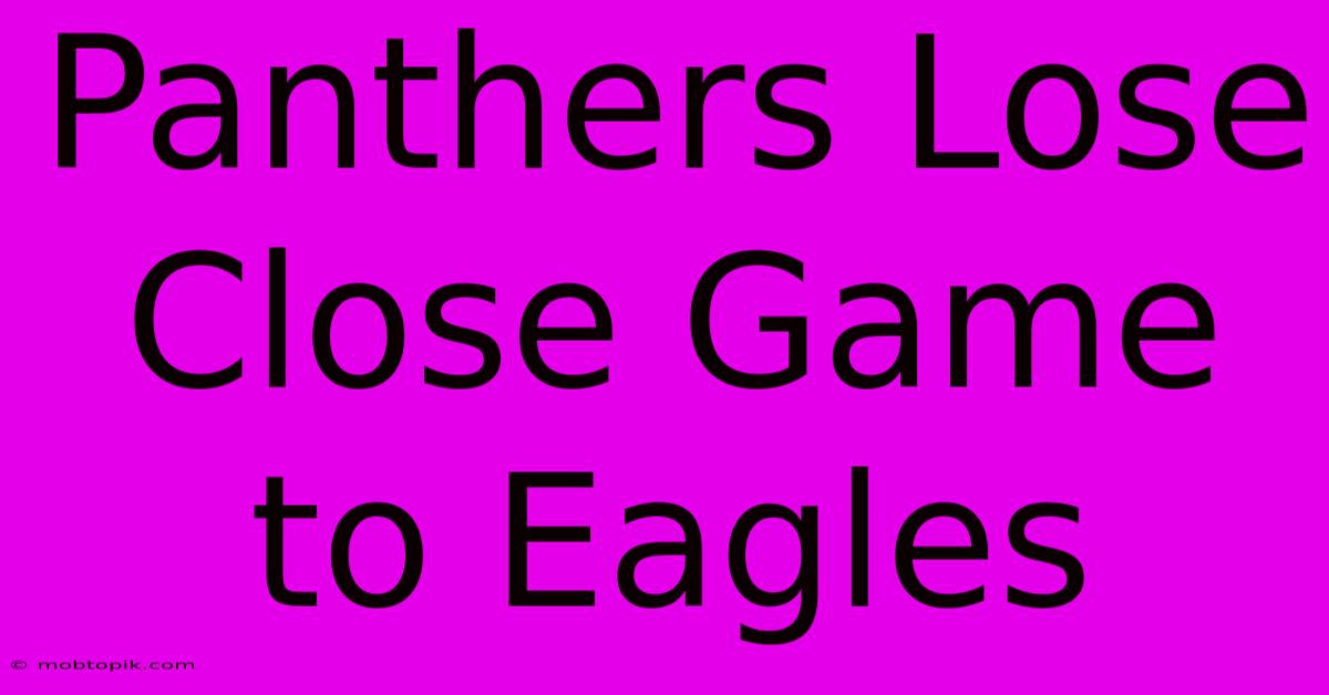 Panthers Lose Close Game To Eagles Panthers Lose Close Game To Eagles