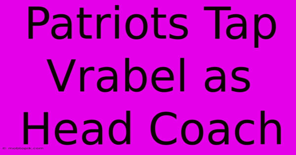 Patriots Tap Vrabel As Head Coach