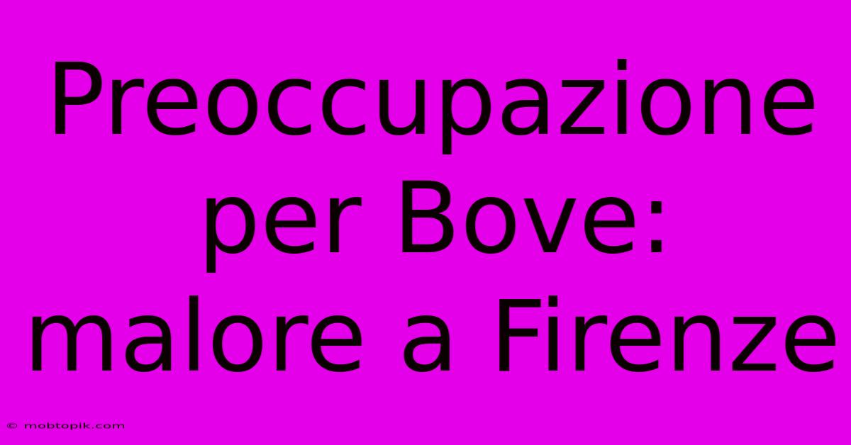 Preoccupazione Per Bove: Malore A Firenze Preoccupazione Per Bove: Malore A Firenze