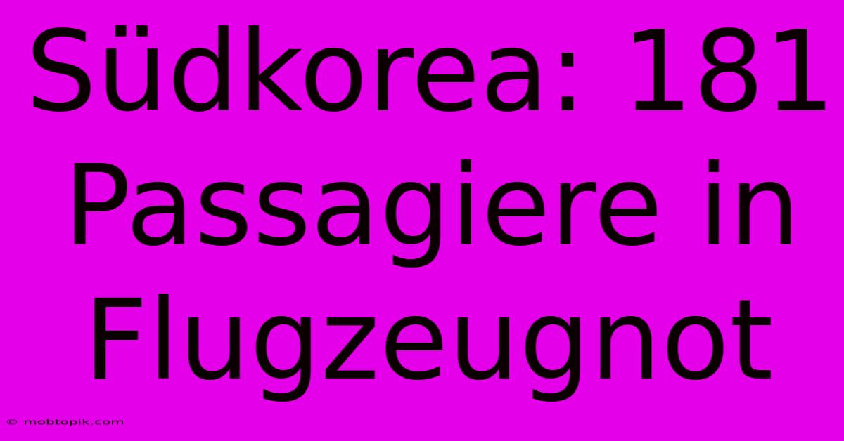 Südkorea: 181 Passagiere In Flugzeugnot