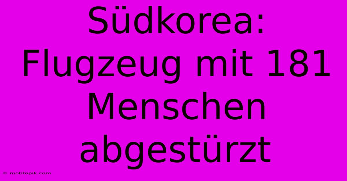 Südkorea: Flugzeug Mit 181 Menschen Abgestürzt