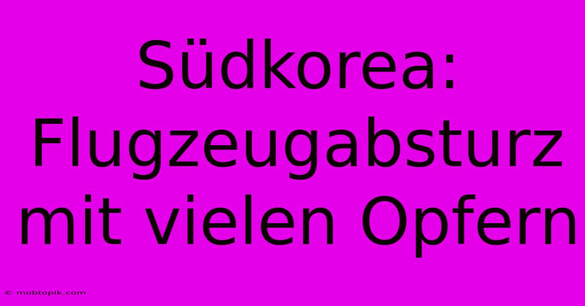 Südkorea: Flugzeugabsturz Mit Vielen Opfern