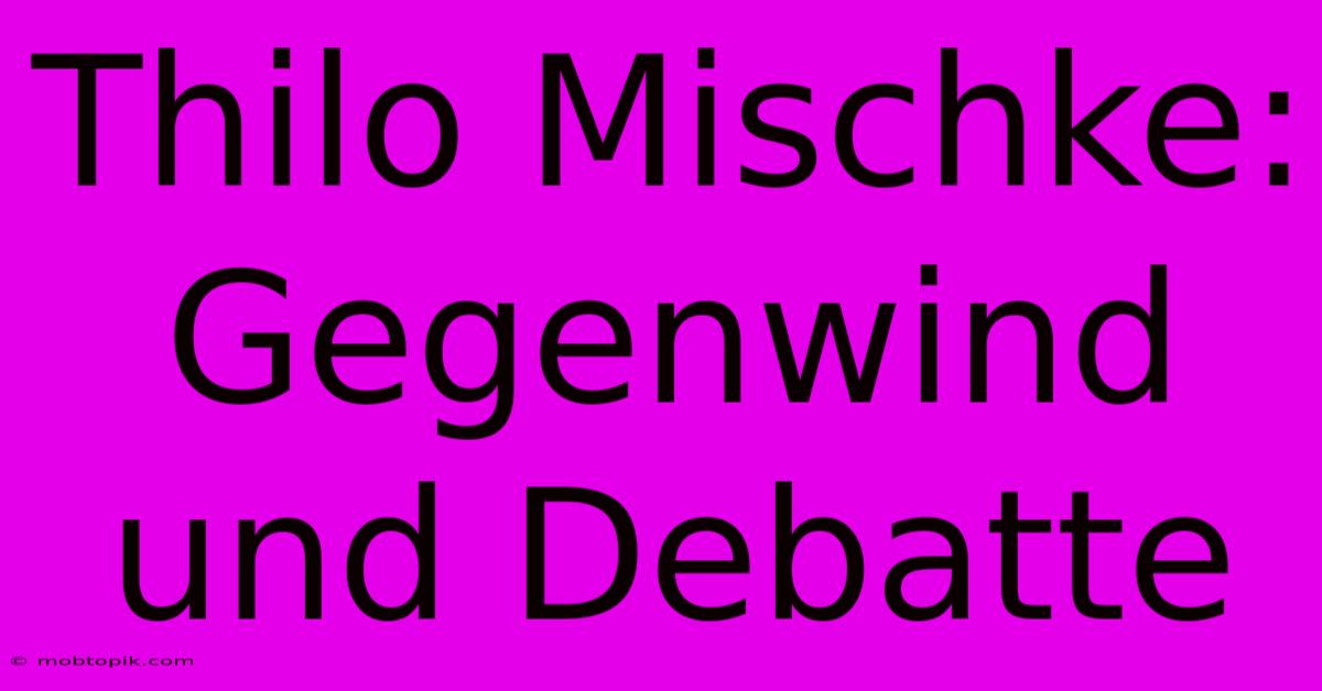 Thilo Mischke:  Gegenwind Und Debatte