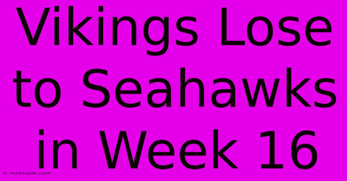 Vikings Lose To Seahawks In Week 16