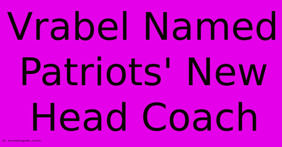 Vrabel Named Patriots' New Head Coach