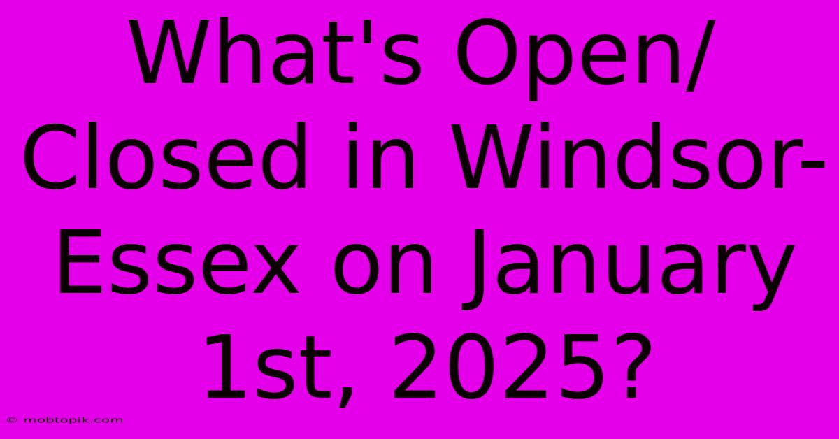 What's Open/Closed In Windsor-Essex On January 1st, 2025?