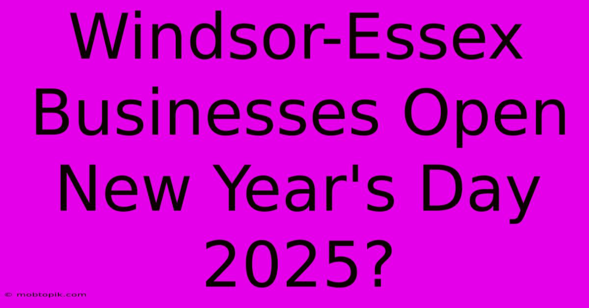 Windsor-Essex Businesses Open New Year's Day 2025?