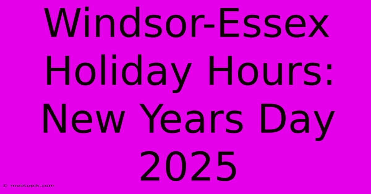 Windsor-Essex Holiday Hours: New Years Day 2025